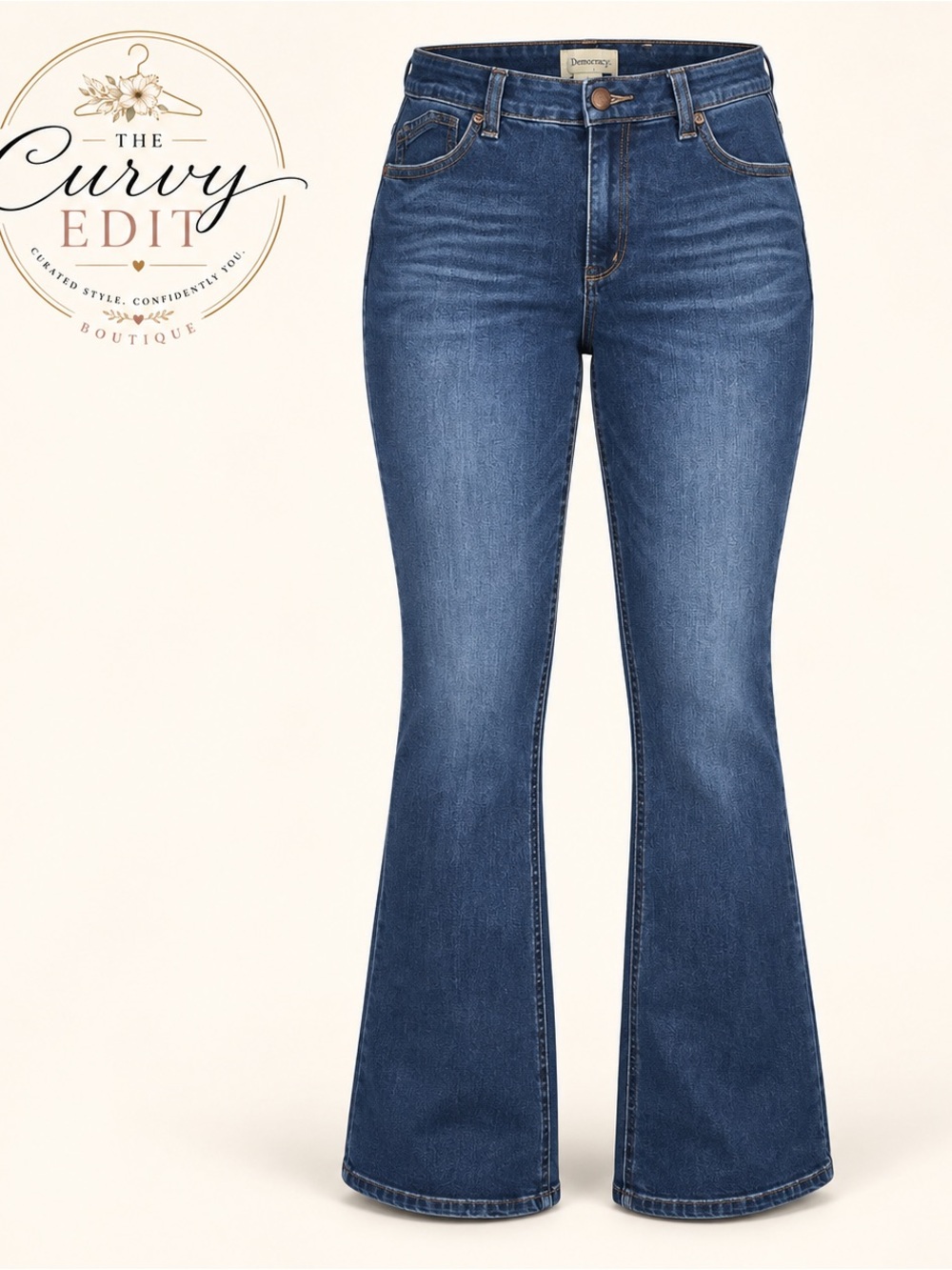 Democracy Size 16 Dark Wash Flare Jeans Stretch Denim Boho Western Everyday